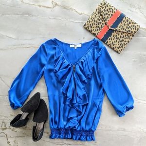 BEDO - Blue Blouse/Top w Zipper Detail